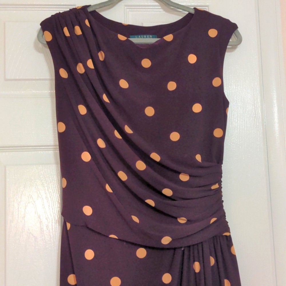 Lauren Ralph Lauren Polka Dot Sleeveless Stretchy Dress, Size 10